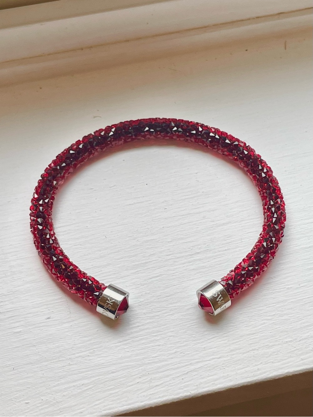 Swarovski Ruby Red Crystal Open Cuff Bracelet